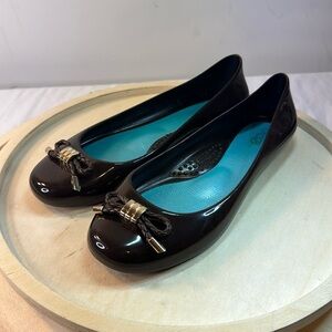 OKA B JELLY BALLET FLAT BROWN SIZE 7